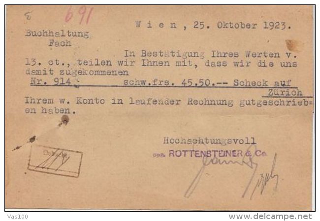GRAINS, STAMPS ON POSTCARD, 1923, AUSTRIA - Briefe U. Dokumente