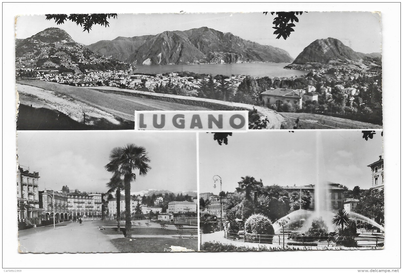 LUGANO TRE VEDUTE VIAGGIATA FP - Lugano