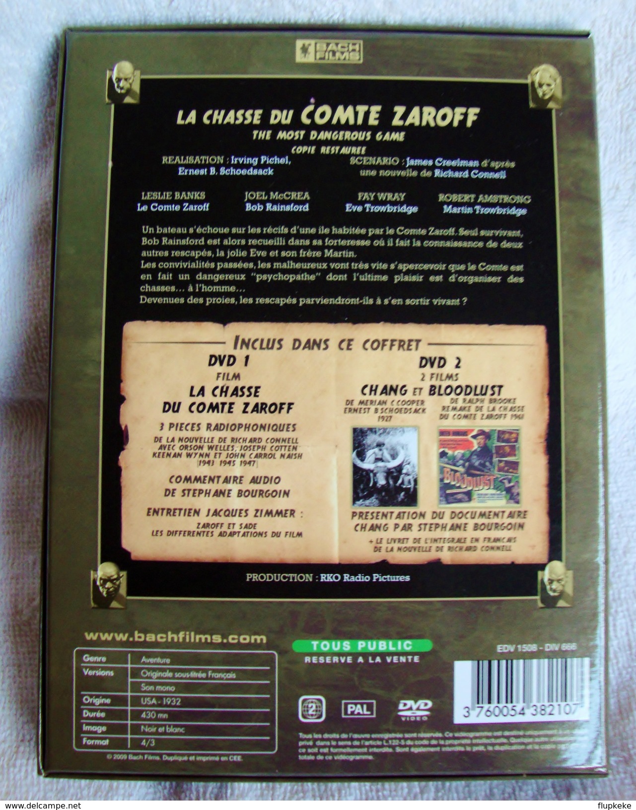 Dvd Zone 2 La Chasse Du Comte Zaroff (1932) Edition Collector The Most Dangerous Game Bach Film Rare ! Vostfr - Classiques