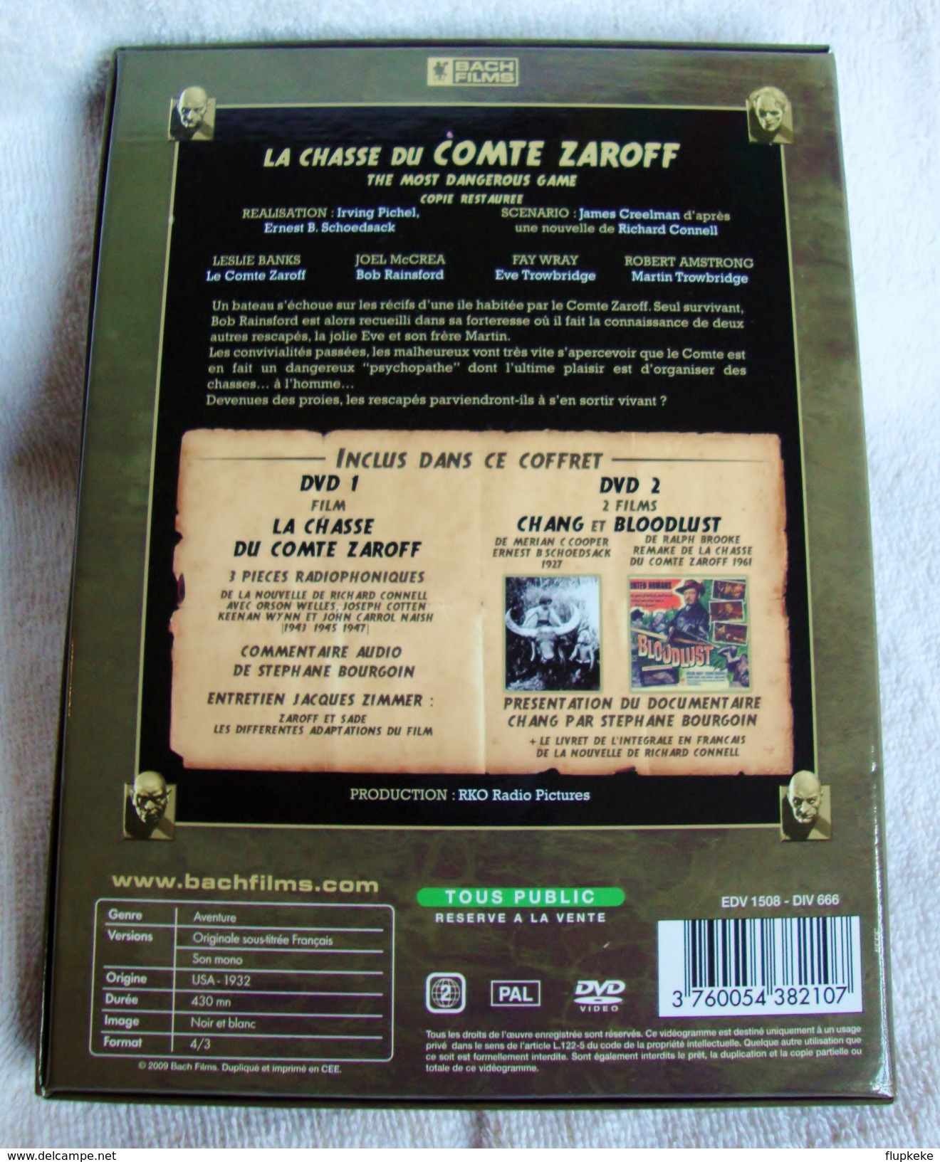 Dvd Zone 2 La Chasse Du Comte Zaroff (1932) Edition Collector The Most Dangerous Game Bach Film Rare ! Vostfr - Classic