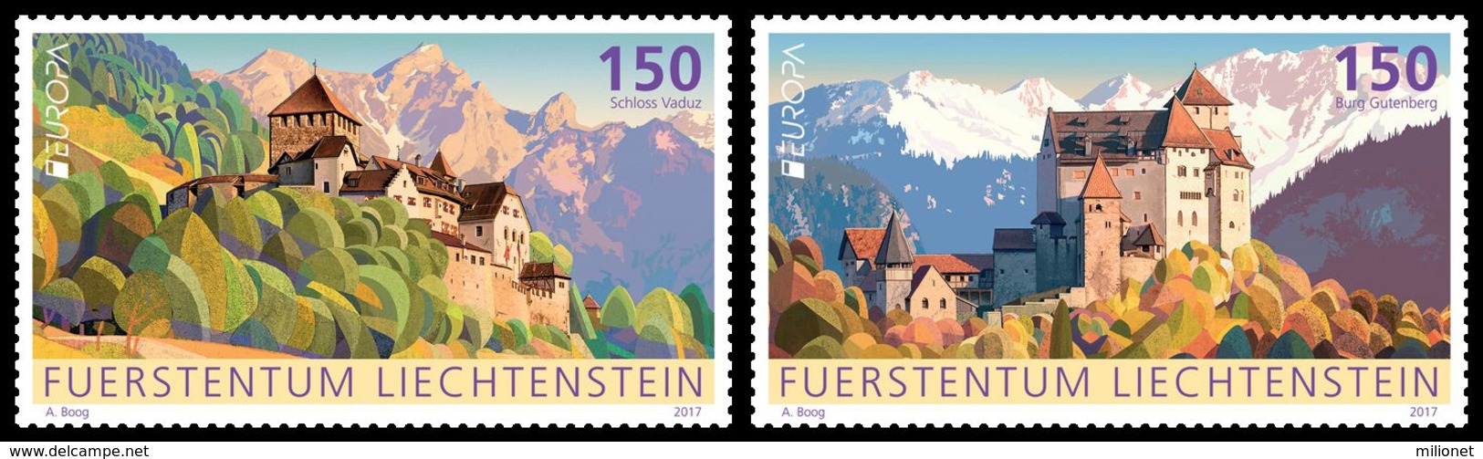 SALE!!! LIECHTENSTEIN 2017 EUROPA CEPT CASTLES 2 Stamps MNH ** - 2017