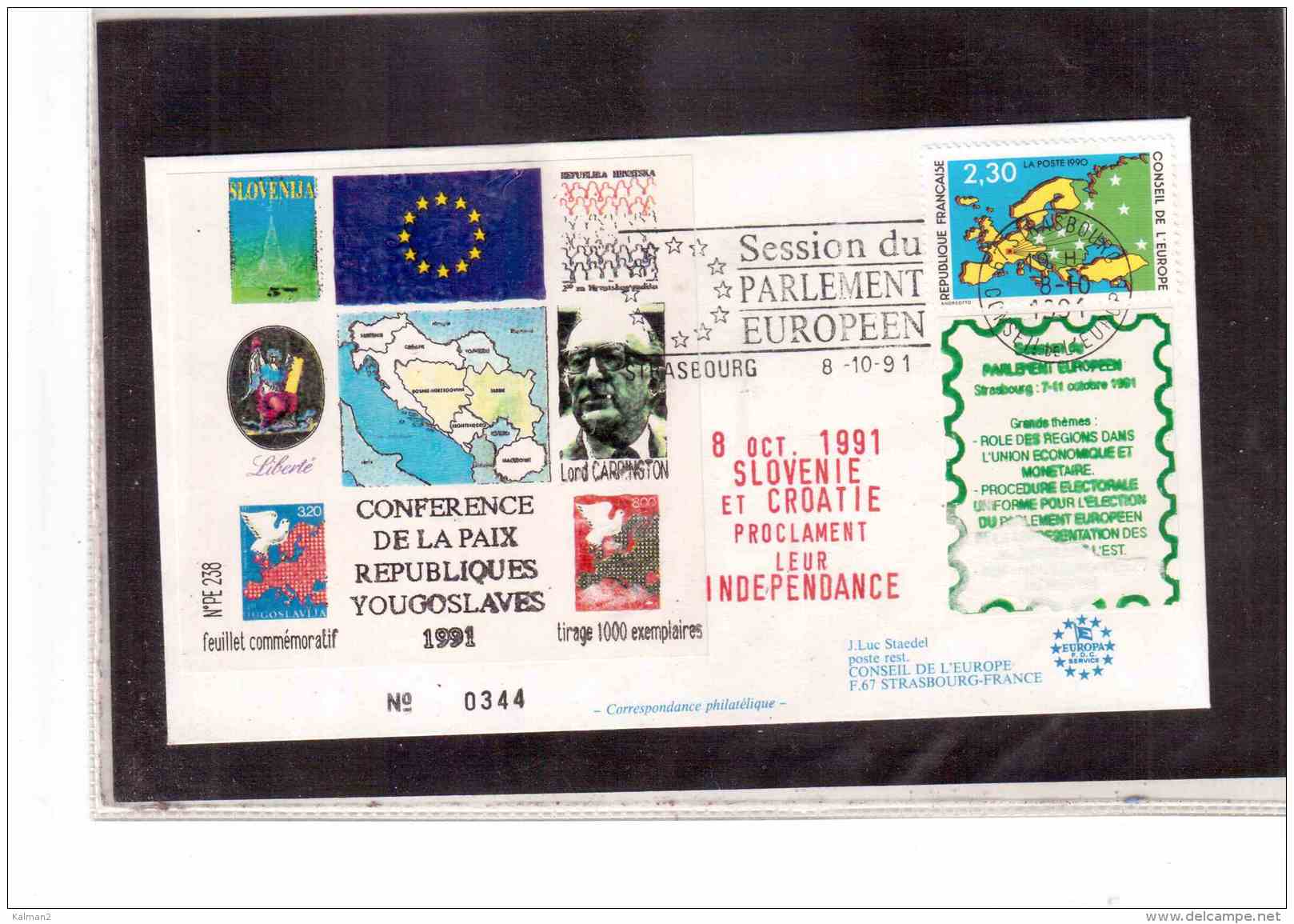 TEM8981   -   STRASBOURG  8.10.1991   /    PARLAMENT EUROPEEN - CONFERENCE DE LA PAIX REPUBLIQUES YOUGUSLAVES - European Community