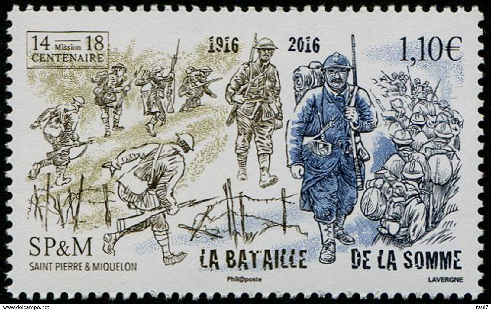 St Pierre Et Miquelon 2016 - Cent 1ere Guerre Mondiale, La Bataille De La Somme - 1 Val Neufs // Mnh - Neufs