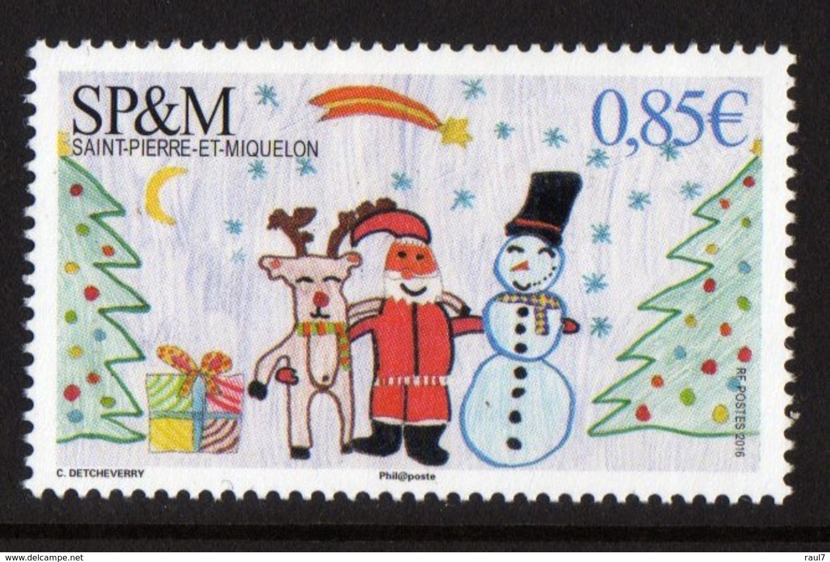 St Pierre Et Miquelon 2016 - Noël 2016,père Noël, Dessins D'enfants - 1 Val Neufs // Mnh - Neufs