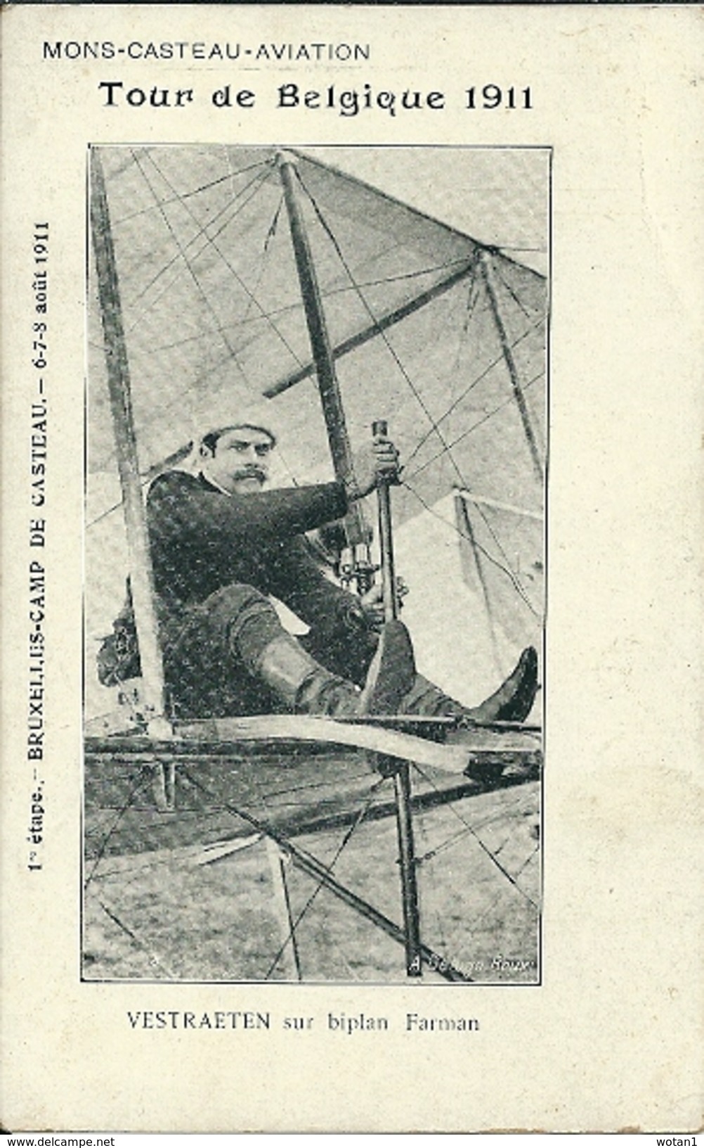 Tour De Belgique 1911 - MONS-CASTEAU-AVIATION - VERSTRAETEN Sur Biplan Farman - Mons