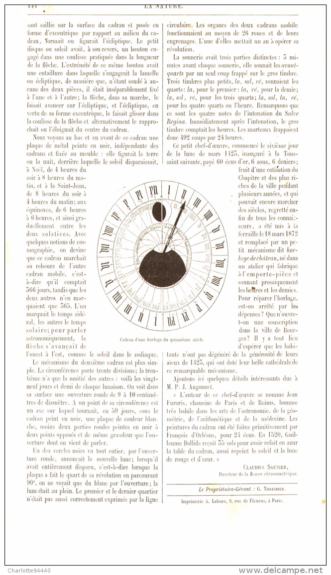 UNE CURIEUSE HORLOGE DE 1423 ( CATHEDRALE DE BOURGES )  1889 - Clocks