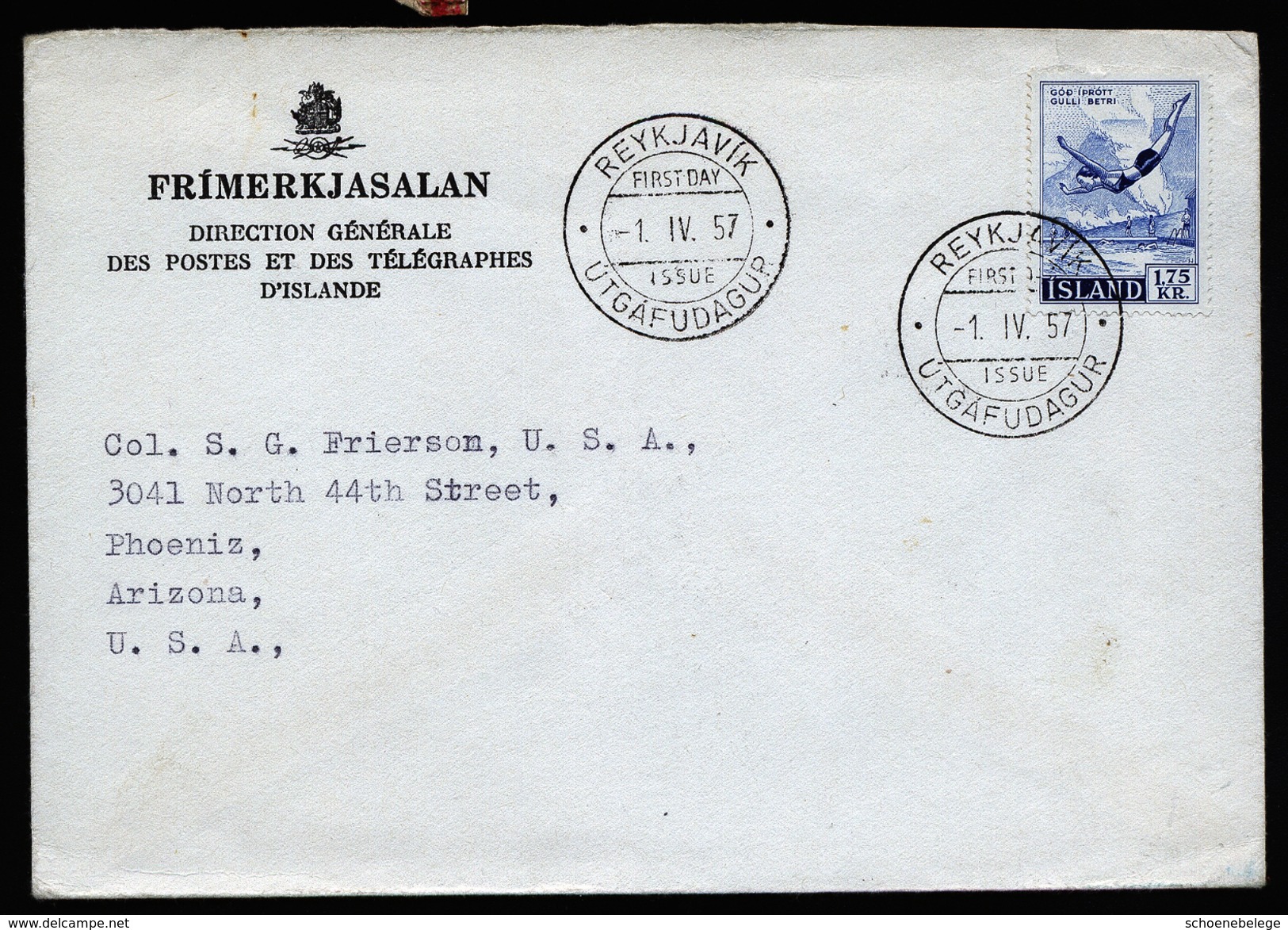 A4507) Island FDC Mi.315 Nach US - FDC