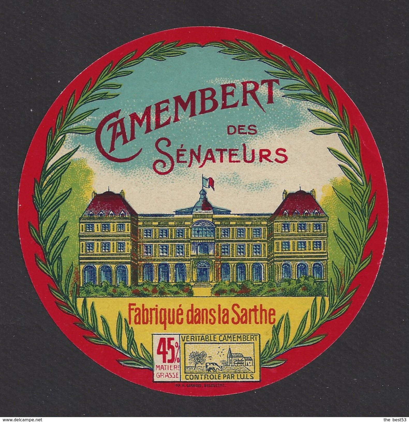 Etiquette De Fromage Camembert  -  Des Sénateurs  -  Fabriqué Dans La Sarthe  (72) - Cheese