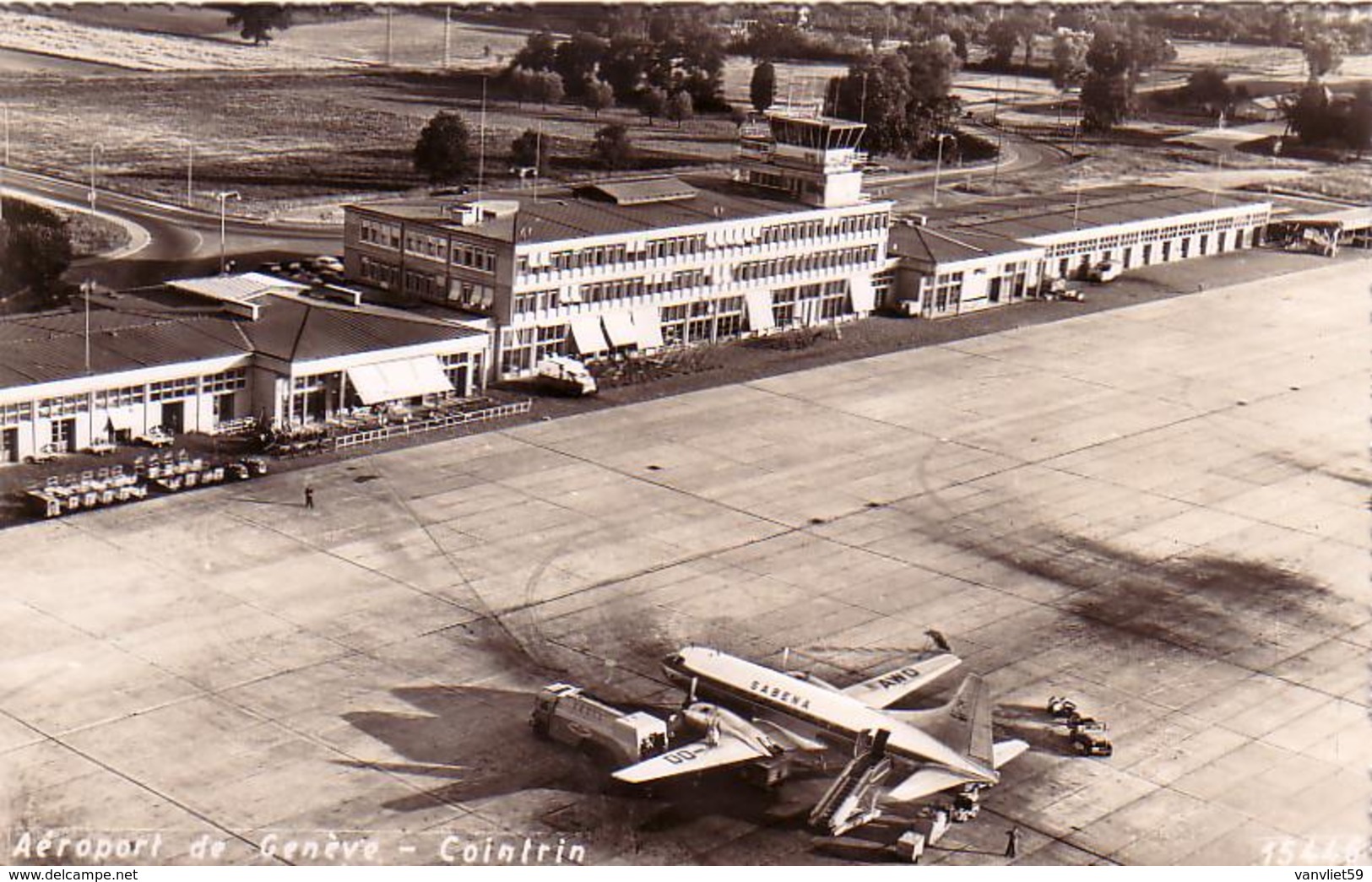 AEROPORT-AEROPORTO-AIRPORT-FLUGHAFEN-GENEVE-COINTRIN-AERO SABENA -VERA FOTOGRAFIA ANNO 1955-65 - Aeródromos