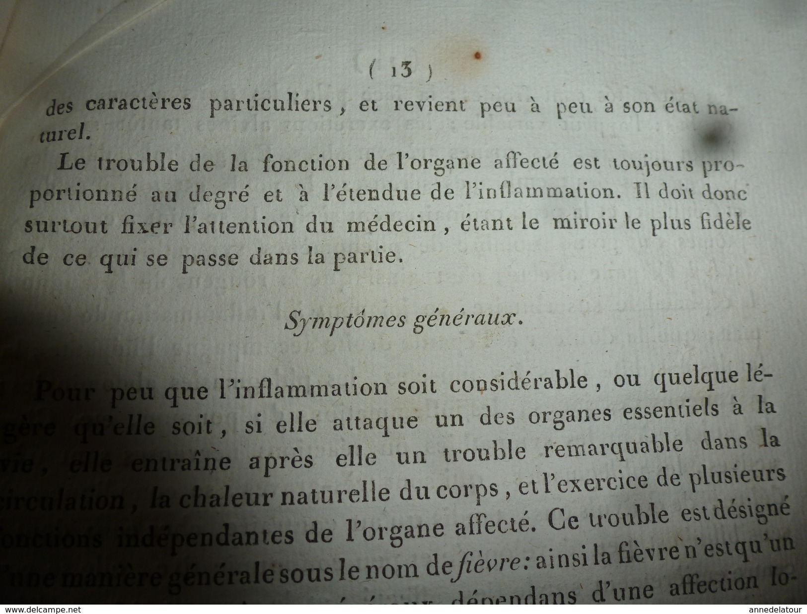 1819 (filigrane)  Rare thèse Dr J. E. Carion SUR L'INFLAMMATION EN GENERAL, présentée à Faculté de Médecine de Paris.