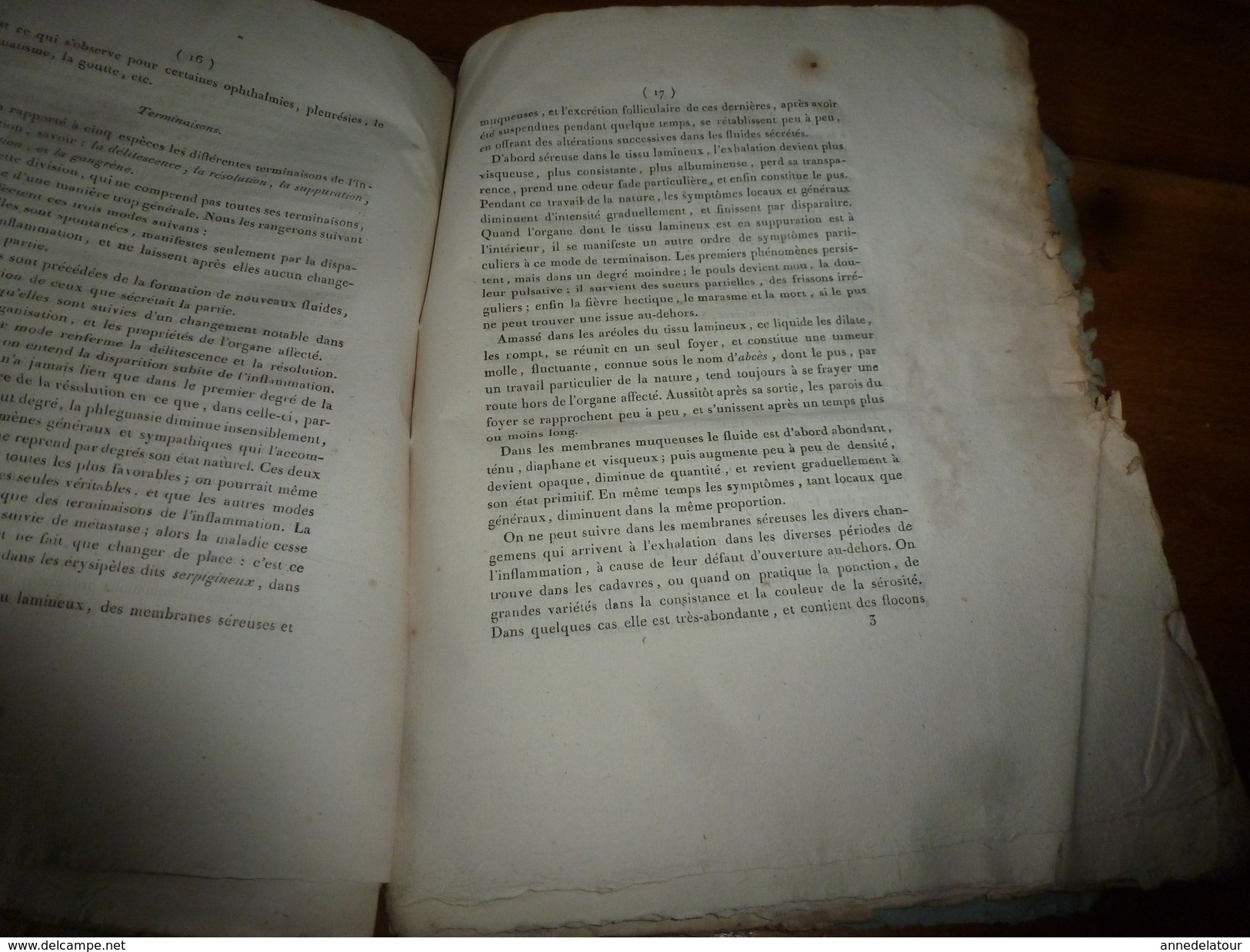 1819 (filigrane)  Rare thèse Dr J. E. Carion SUR L'INFLAMMATION EN GENERAL, présentée à Faculté de Médecine de Paris.