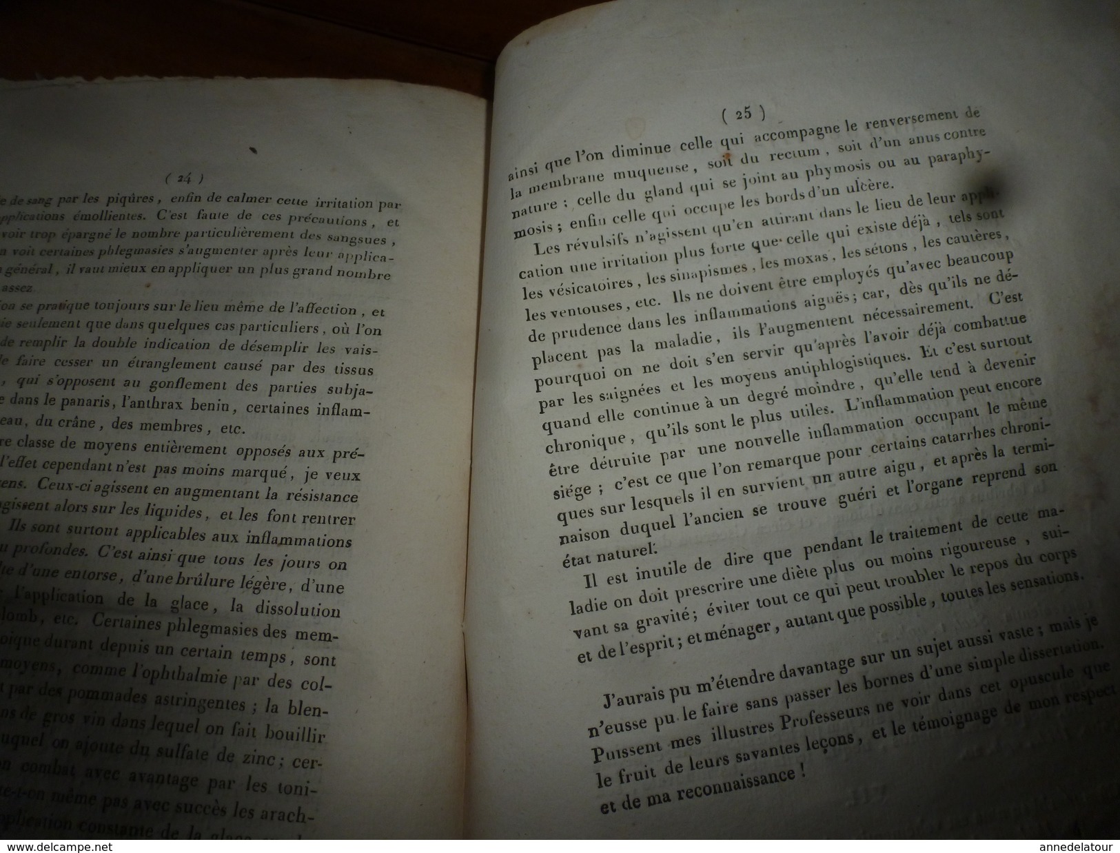 1819 (filigrane)  Rare thèse Dr J. E. Carion SUR L'INFLAMMATION EN GENERAL, présentée à Faculté de Médecine de Paris.