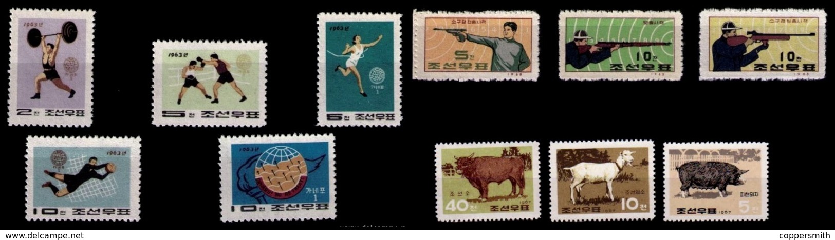 (070,94,113) North Korea / Coree Du Nord  1963-67 / Sport / Animals   ** / Mnh  Michel 505-07, 553-57, 769-71 - Corée Du Nord