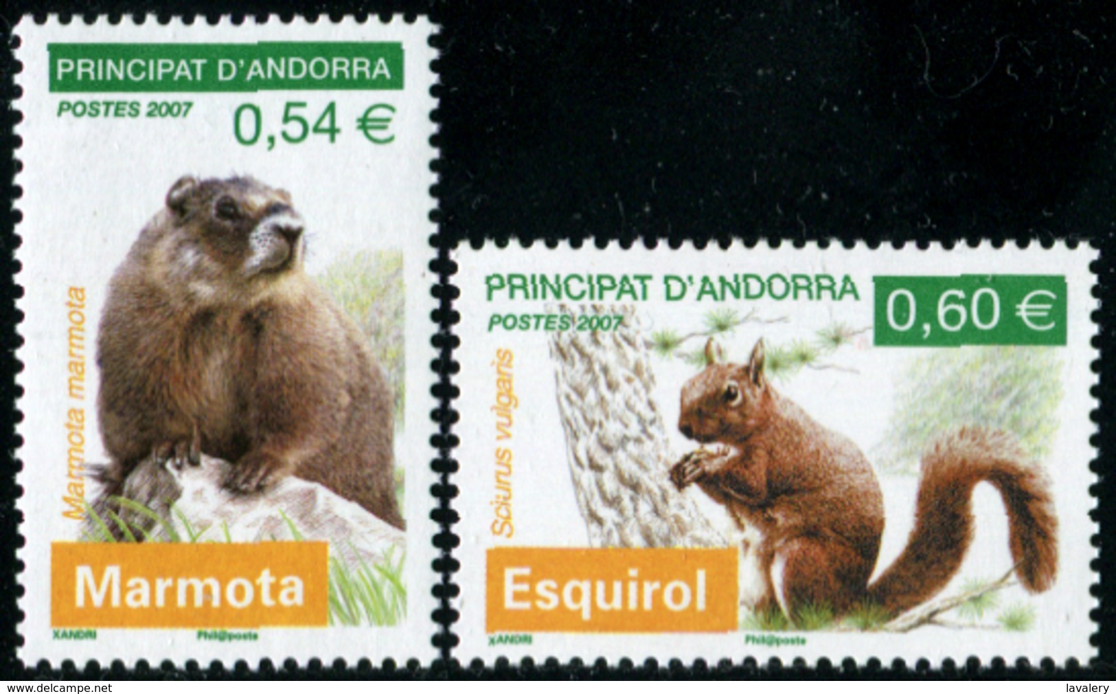 ANDORRA French Administration 2007 Fauna Marmot Red Squirrel Animals MNH - Other & Unclassified