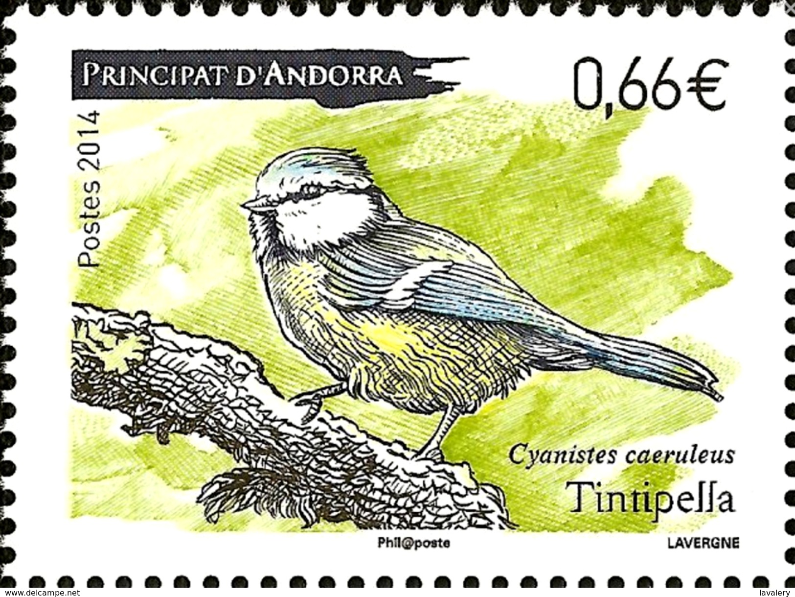 ANDORRA French Administration 2014 Eurasian Blue Tit Bird Birds Animals Fauna MNH - Other & Unclassified