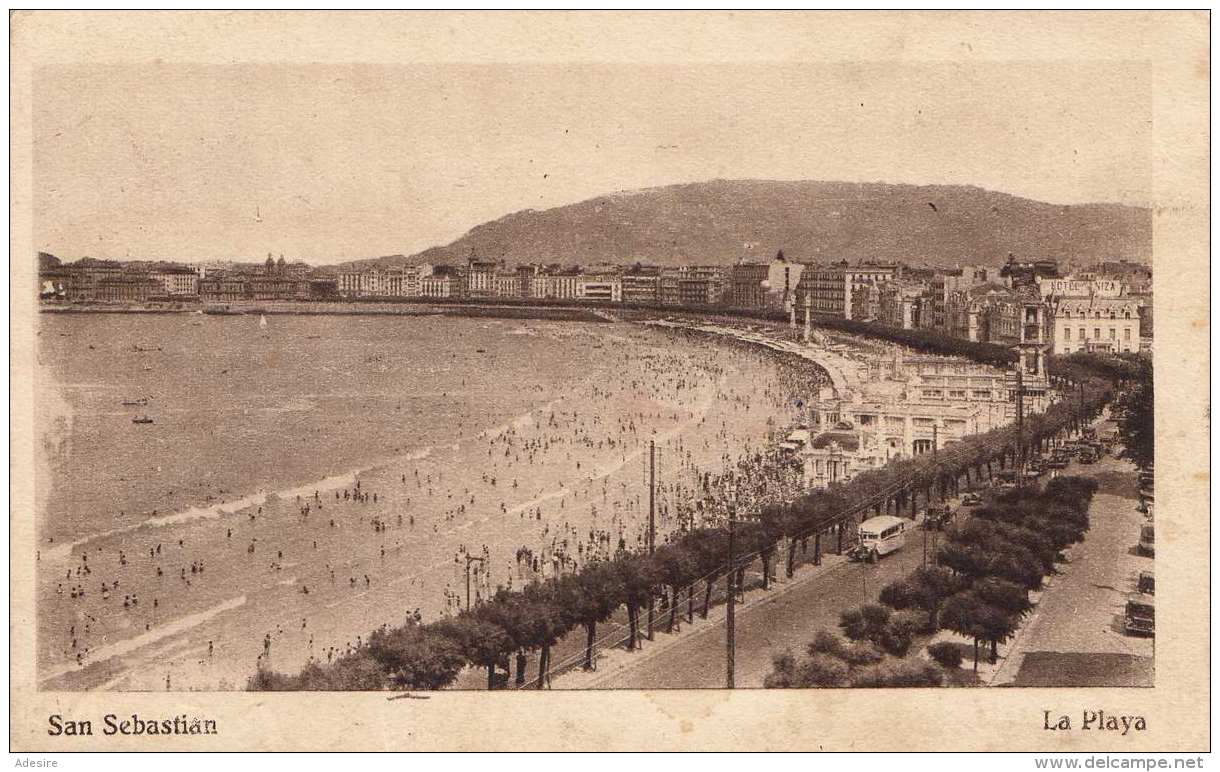 SAN SEBASTIAN - La Playa, Gel.194?, 2 Fach Fr., 3 Stempel, Zensur - Sonstige & Ohne Zuordnung