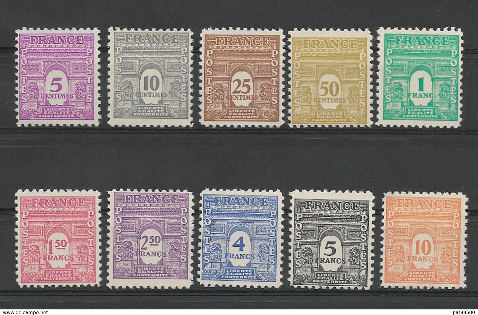 FRANCE 1944   Arc De Triomphe De L'Etoile  Série Complete 10 Timbres   YT 620/629  Neufs** Sans Charnière - Unused Stamps