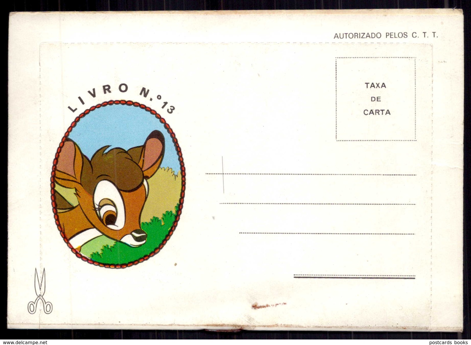 POSTAL Com LIVRO DISNEY Com BAMBI - Autorizado Pelos C.T.T. / CTT - Taxa De Carta. PORTUGAL Vintage Disney Postcard Book - Storia Postale