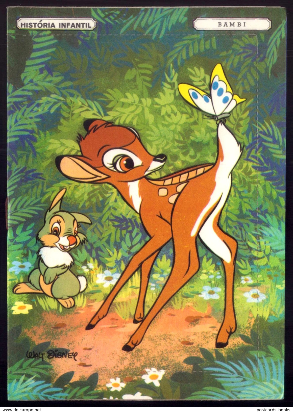 POSTAL Com LIVRO DISNEY Com BAMBI - Autorizado Pelos C.T.T. / CTT - Taxa De Carta. PORTUGAL Vintage Disney Postcard Book - Brieven En Documenten