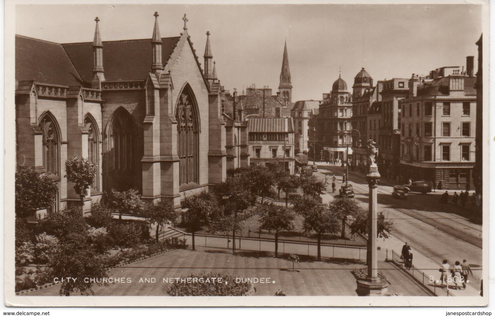 REAL PHOTOGRAPHIC POSTCARD - CITY CHURCHES AND NETHERGATE - DUNDEE - ANGUS - With Foreign Charge Mark 1955 - Angus