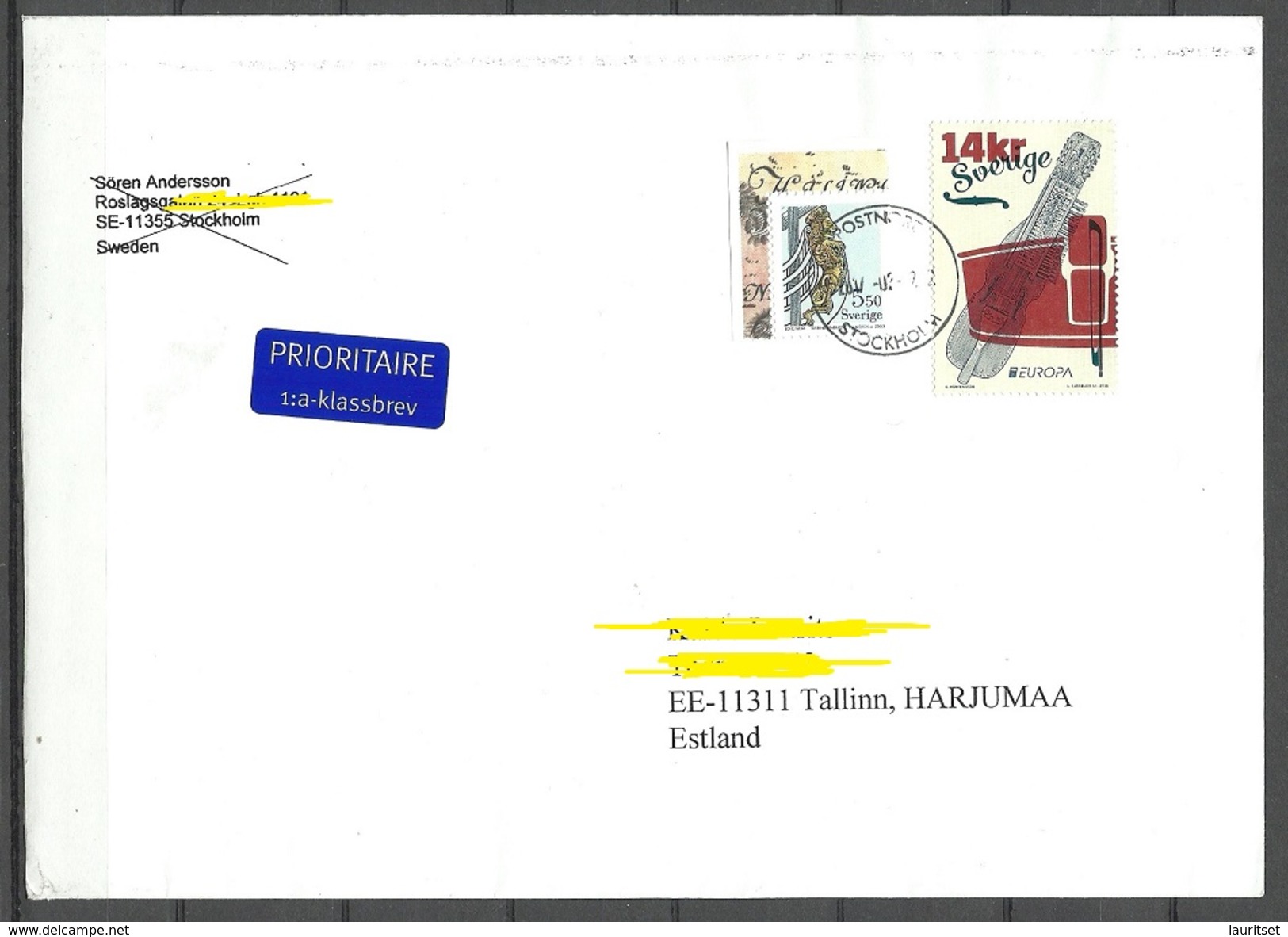 SCHWEDEN Sweden 2017 Letter To Estonie - Covers & Documents