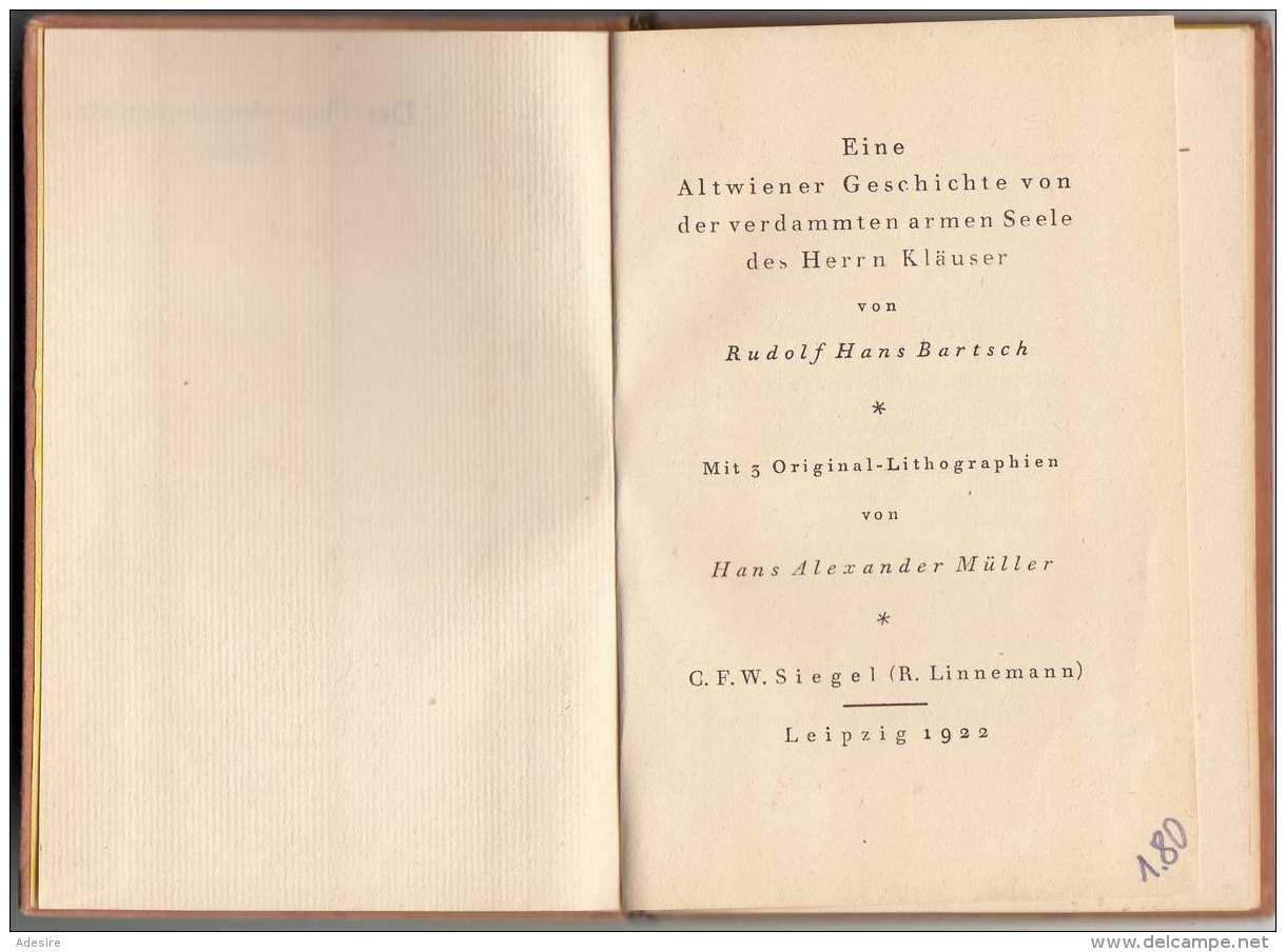 EINE ALTWIENER GESCHICHTE Von 1922, Kleines Buch In Deutscher Sprache, Sonderdruck Aus Bittersüße Liebesgeschichten ... - Alte Bücher
