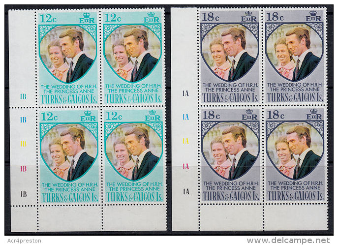 A5748  TURKS AND CAICOS ISLANDS 1973, SG 403-4  Wedding Of Princess Anne,   MNH - Turks & Caicos