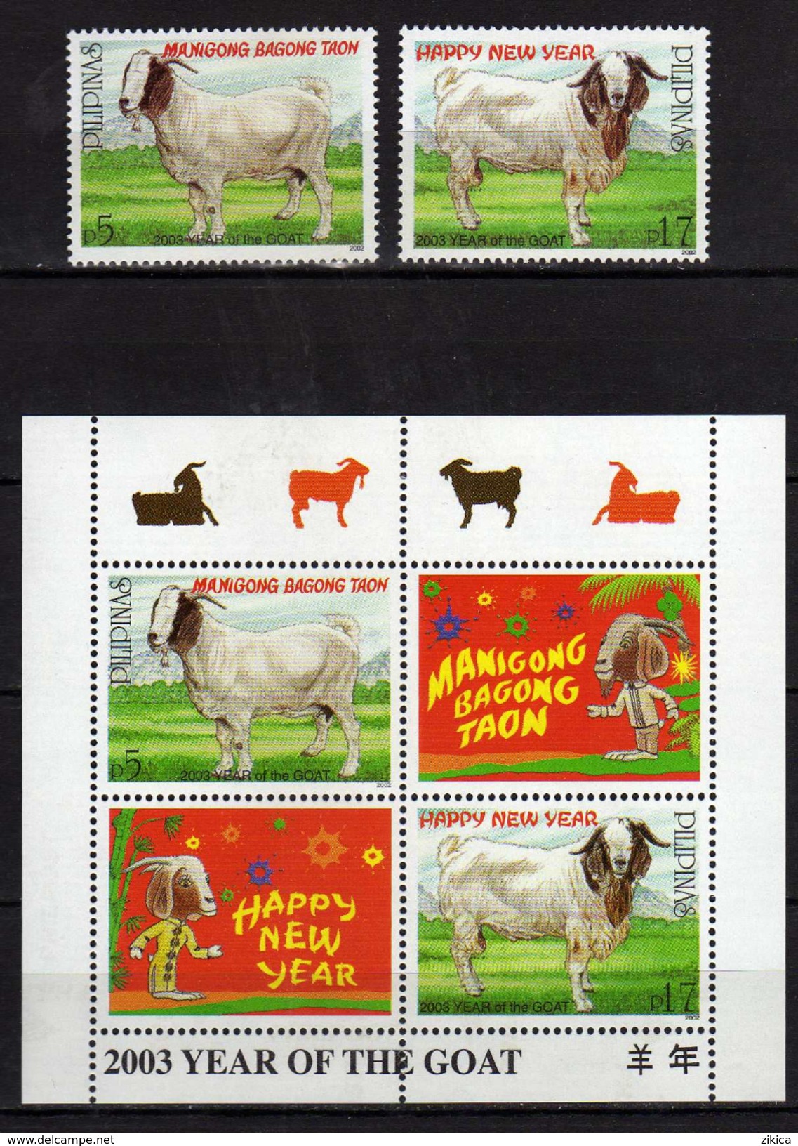 Philippines 2002 Year Of The Goat.S/S And Stamps.MNH - Philippines