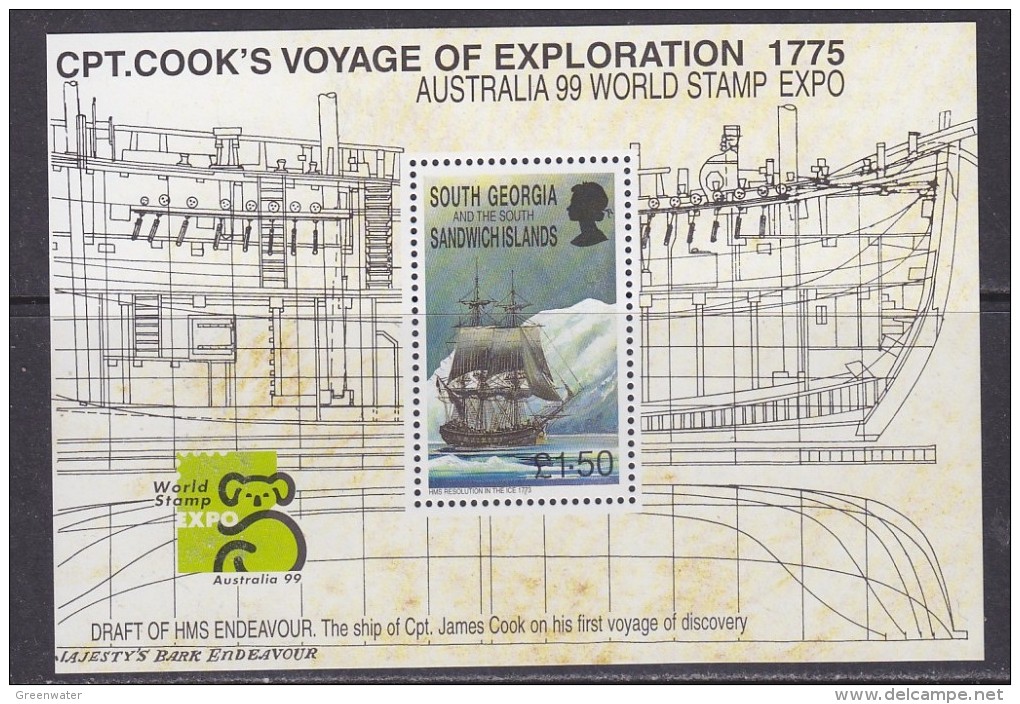 South Georgia 1999 Australia/Capt. Cook's Voyage Of Exploration M/s ** Mnh (32370) - Zuid-Georgia