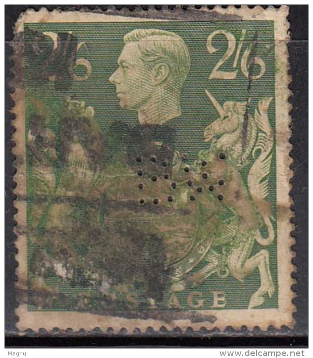 2s6d Perfin, Perfins, Used Great Britain, - Perfins