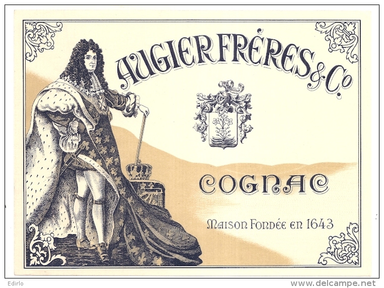 étiquette -1920/40  COGNAC AUGIER Frères  - 19cm X14cm  étiquette Maxi Pour Grand Contenant - Whisky