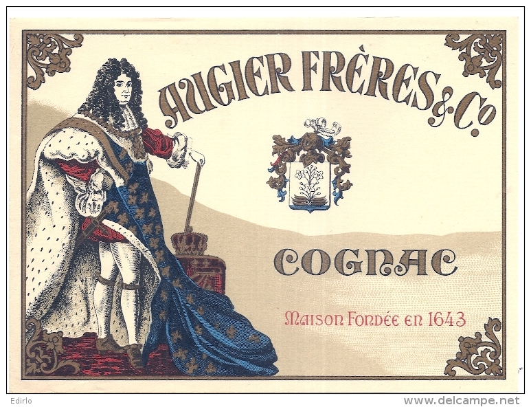 étiquette -1920/40  COGNAC AUGIER Frères  - 19cm X14cm  étiquette Maxi Pour Grand Contenant - Whisky