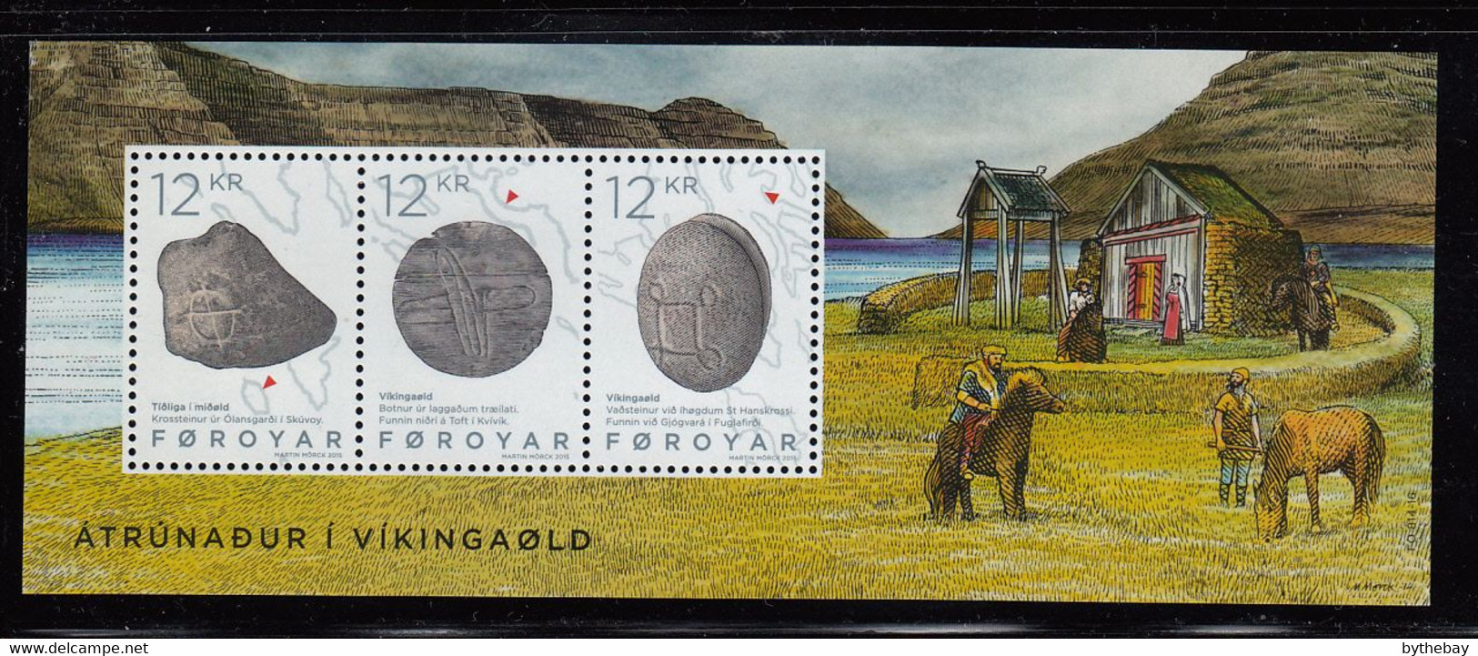 Faroe Islands 2015 MNH Sc #650 Souvenir Sheet Of 3 Religion In The Viking Age - Färöer Inseln