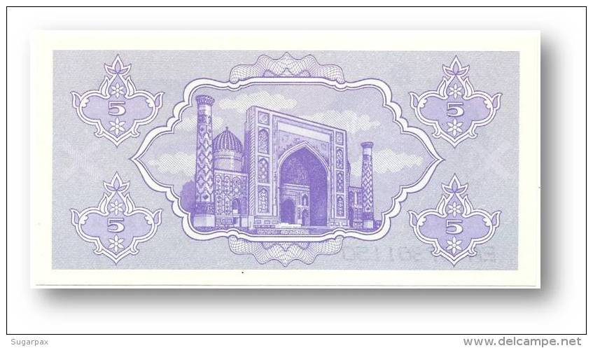 UZBEKISTAN - 5 SUM - 1992 ( 1993 ) - Pick 63 - UNC. - Serie EA - 2 Scans - Uzbekistan