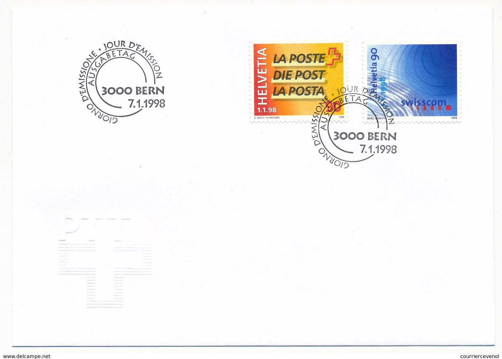 SUISSE -  FDC 1998 - Swisscom - PTT - Berne - FDC