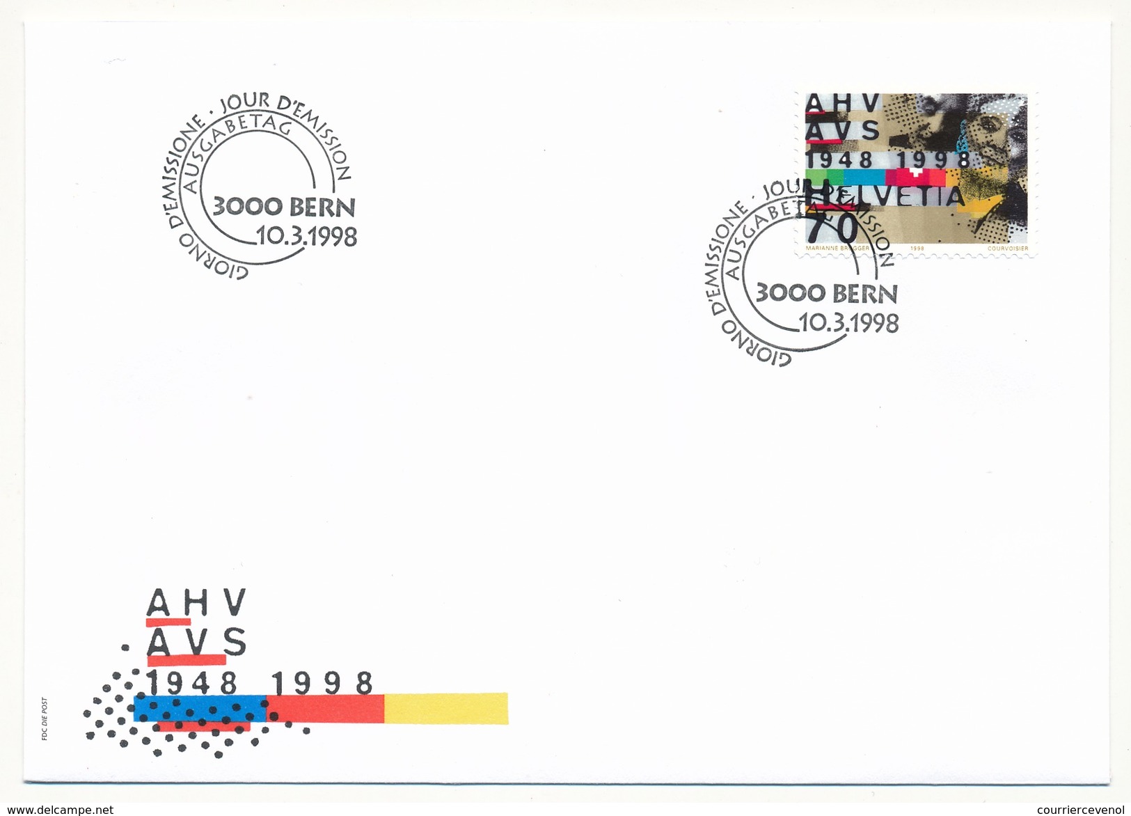 SUISSE -  FDC 1998 - Timbres Spéciaux - Chateau De Prangins / St Gallen / AHV - Berne - FDC