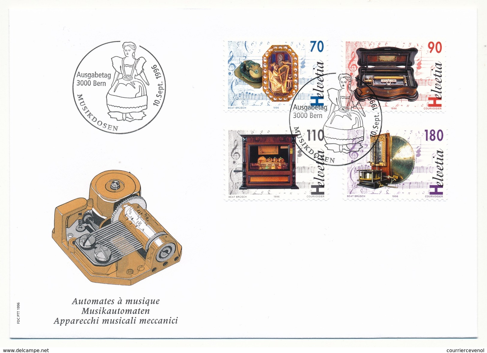 SUISSE -  FDC 1996 - Automates à Musique - Musikautomaten - 1996 - Berne - FDC