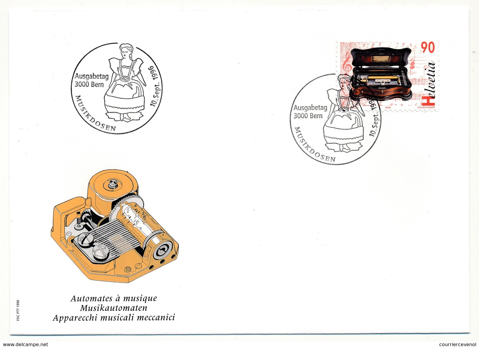 SUISSE -  FDC 1996 - Automates à Musique - Musikautomaten - 1996 - Berne - FDC