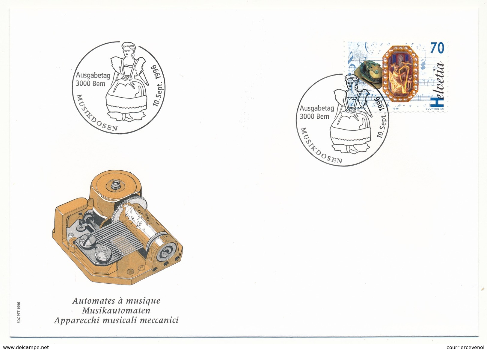 SUISSE -  FDC 1996 - Automates à Musique - Musikautomaten - 1996 - Berne - FDC