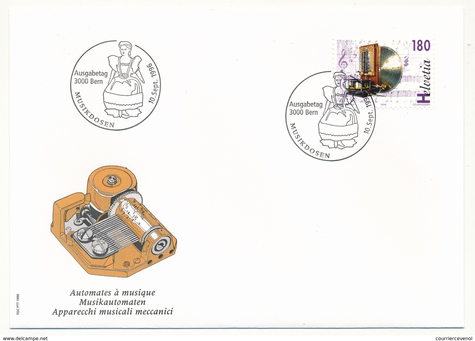 SUISSE -  FDC 1996 - Automates à Musique - Musikautomaten - 1996 - Berne - FDC