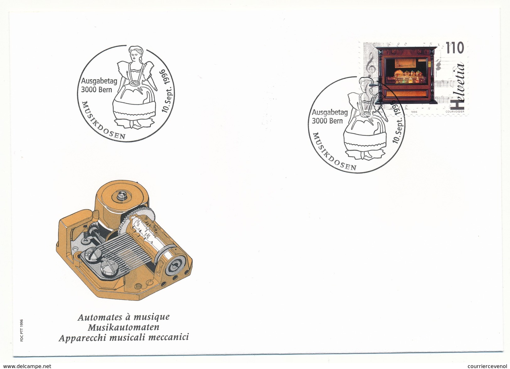 SUISSE -  FDC 1996 - Automates à Musique - Musikautomaten - 1996 - Berne - FDC