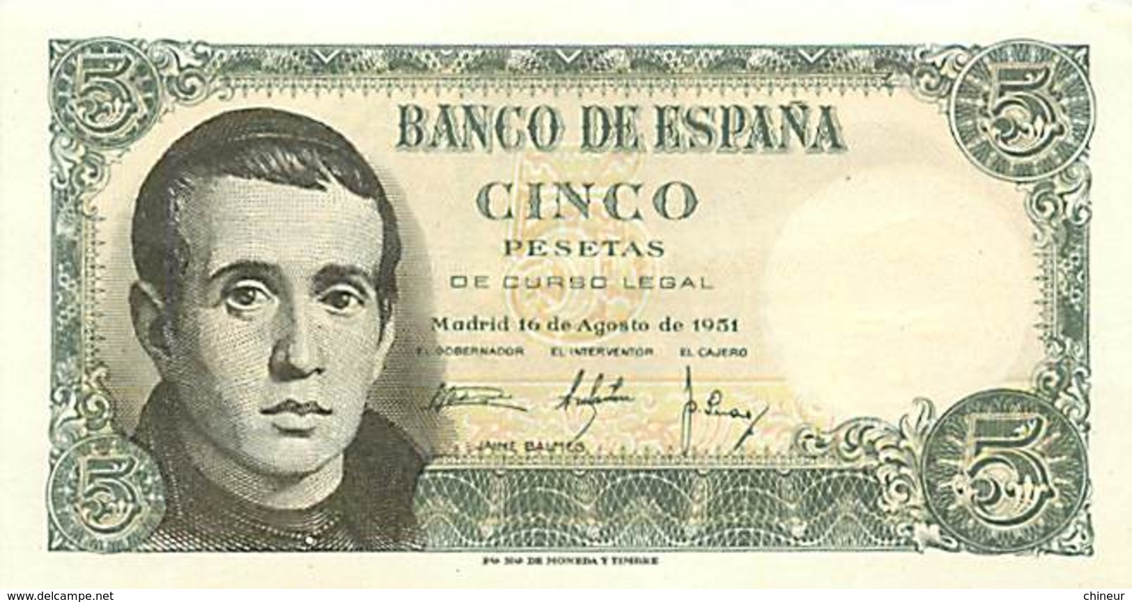 ESPAGNE BILLET 5 PESETAS 1951 - 5 Peseten