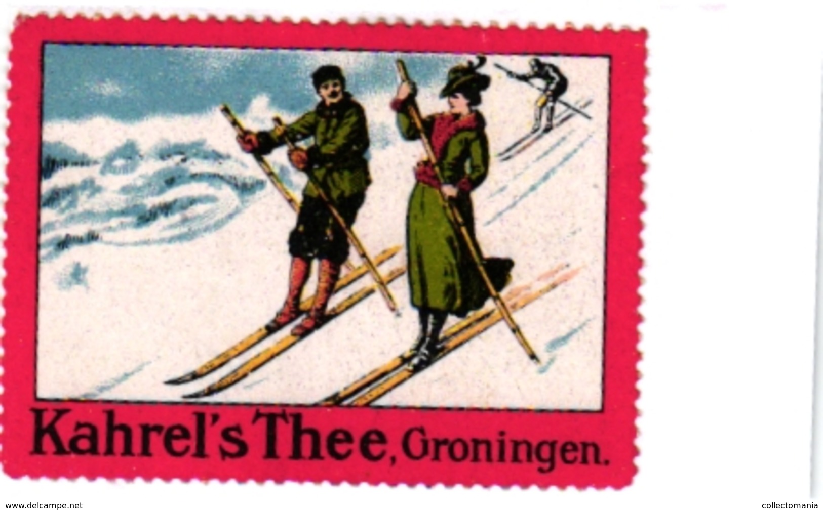 1 Sluitzegel Poster Stamp Pub  Kahrel S Thee Groningen SKI  4cmx 6cm - Skisport