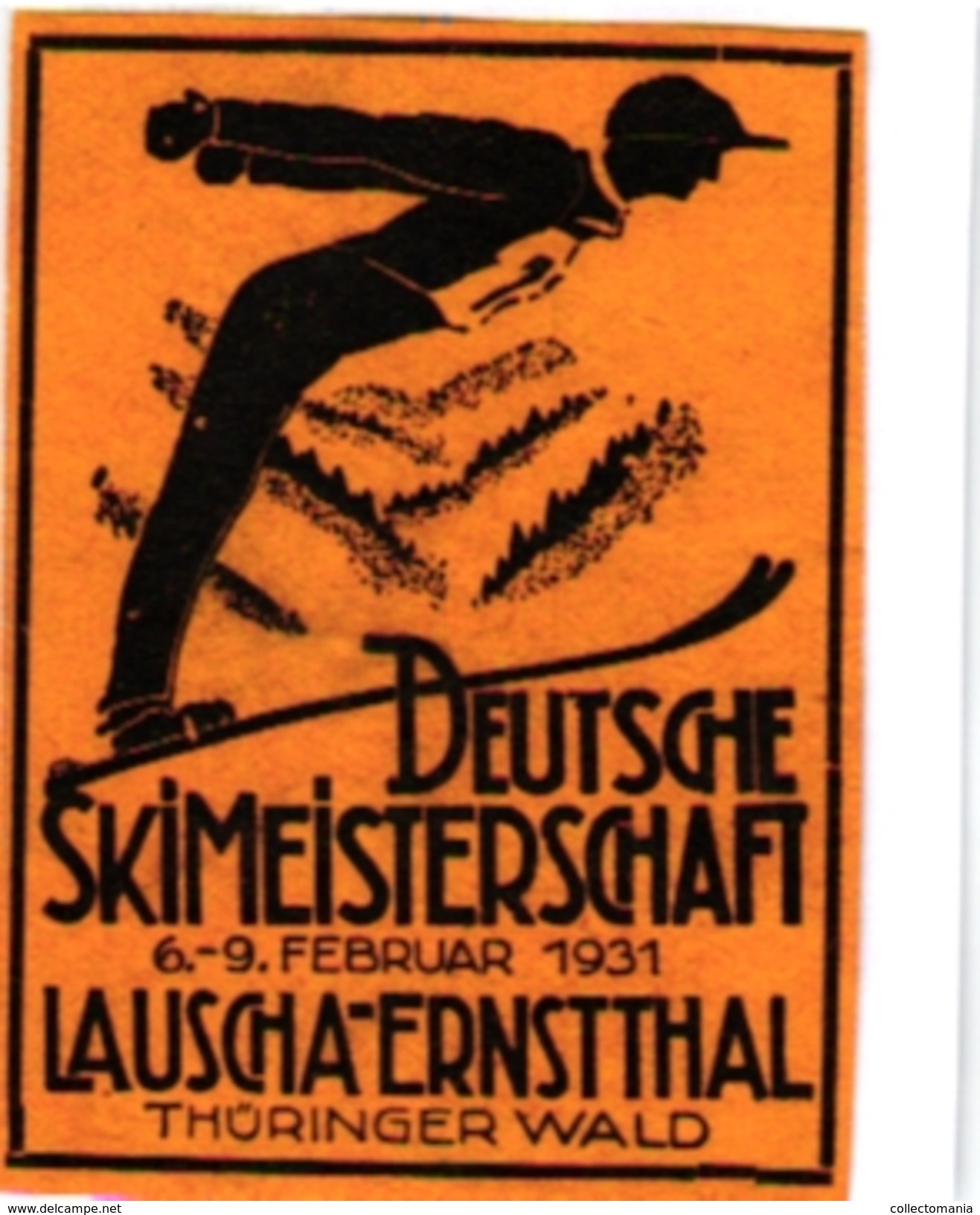 1 Sluitzegel Poster Stamp  Deutsche Skimeisterschaft 1931 Lauscha-Ernstthal THURINGER WALD  SKI  4,3cmx 6cm - Skisport