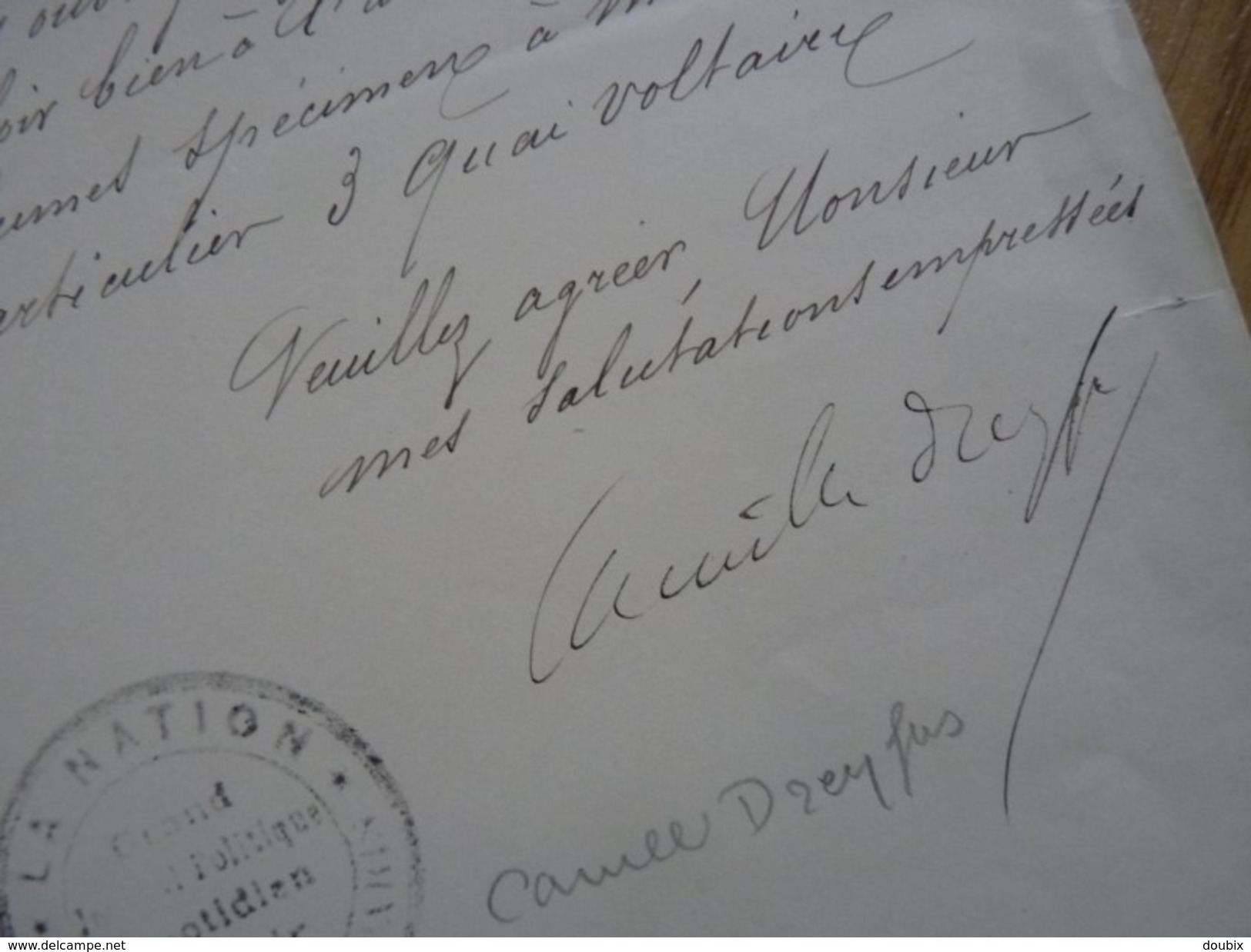 Camille DREYFUS (1851-1905) Député PARIS. Prison Affaire Chantage Edouard Portalis. AUTOGRAPHE - Autres & Non Classés