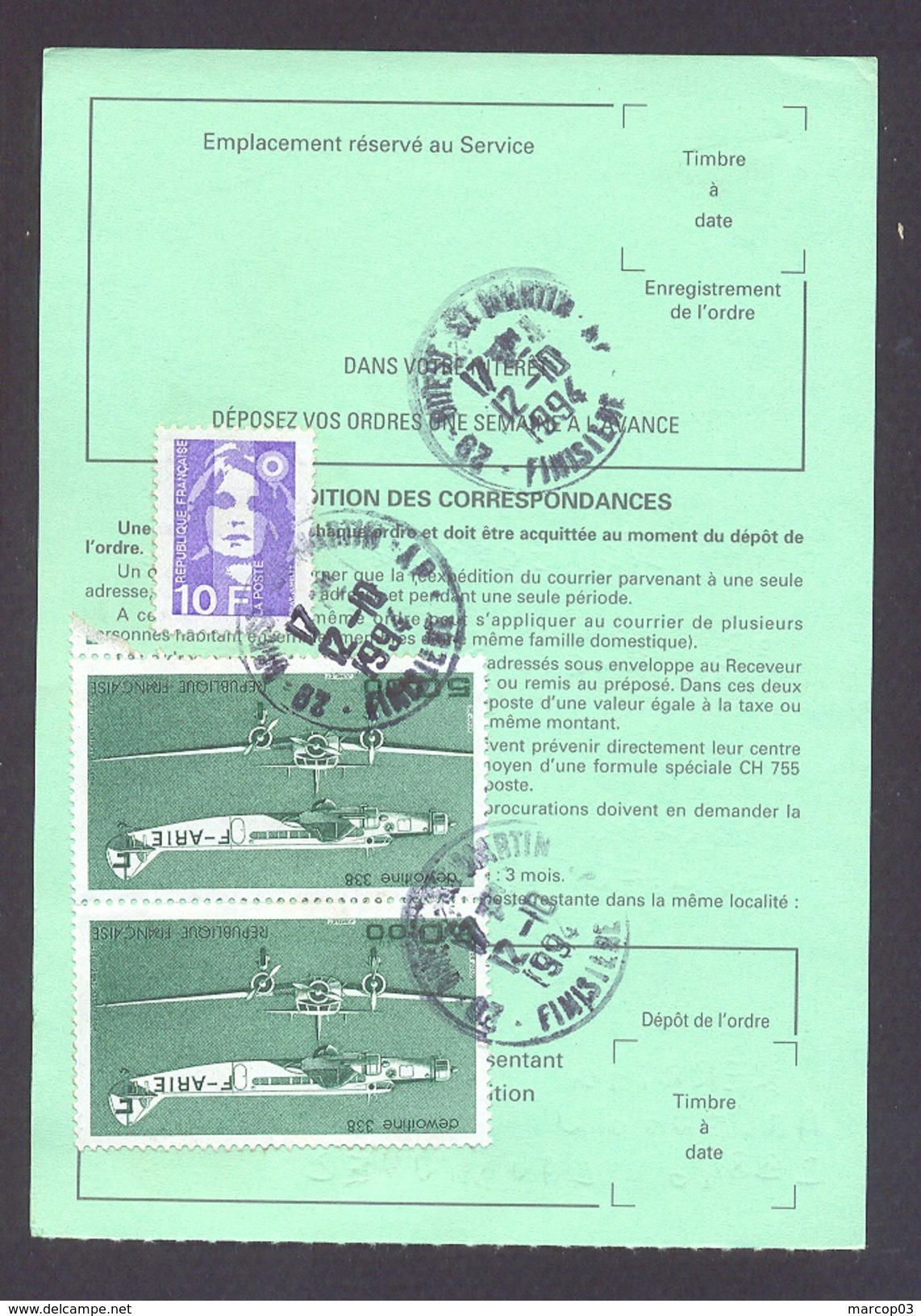 FINISTERE 29  BREST SAINT MARTIN AP ORDRE DE REEXPEDITION - 1961-....