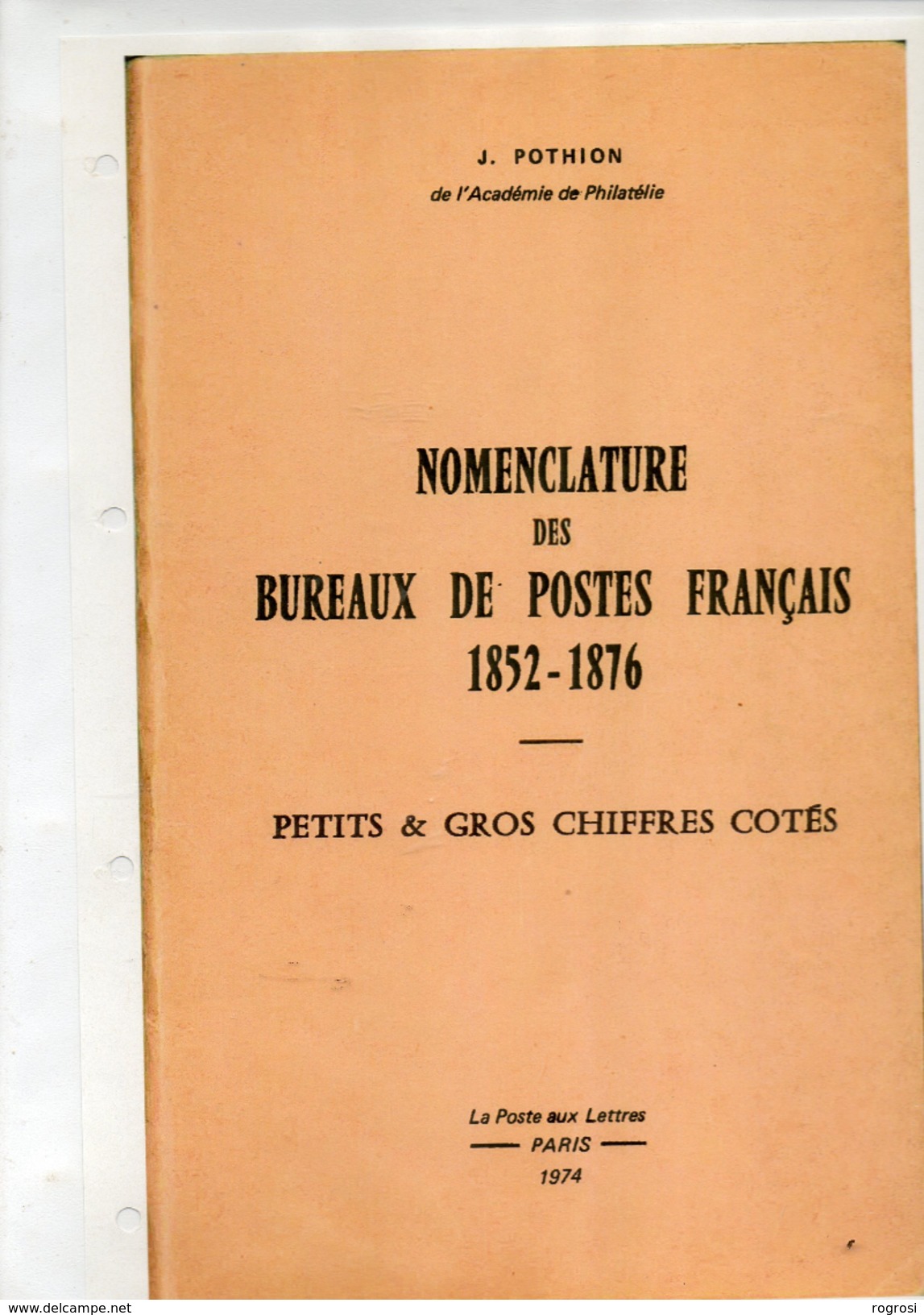Nomenclature Des Bureaux De Postes Francais De 1852 A 1876 - Autres & Non Classés