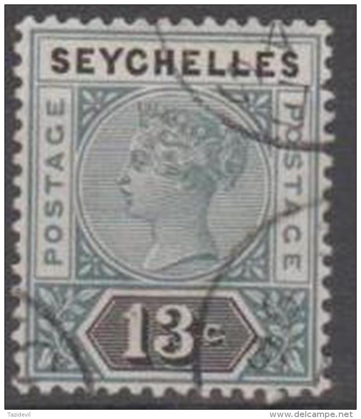 SEYCHELLES - 1890 13c Queen Victoria, Die II. Scott 9. Used - Seychelles (...-1976)