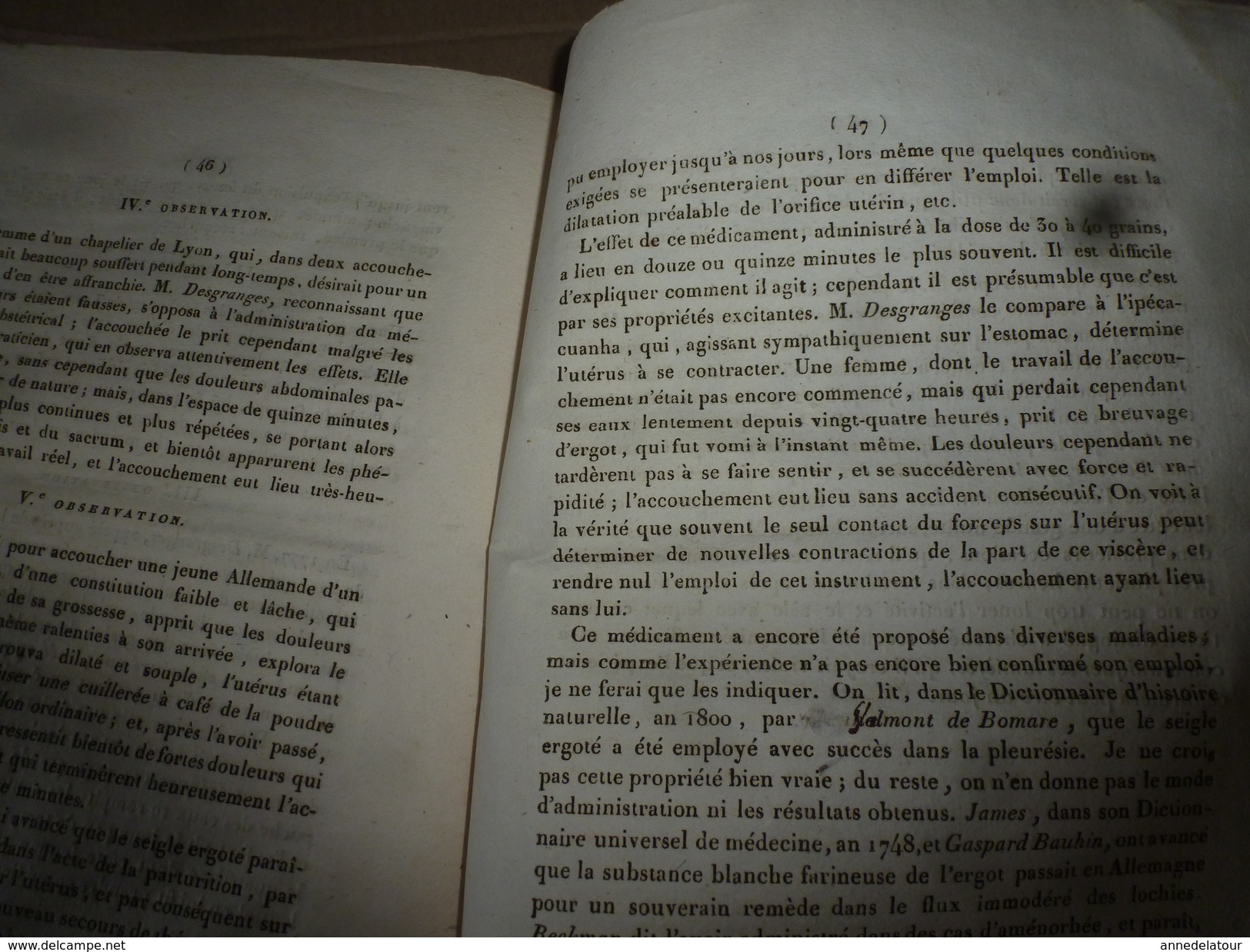 1818 Rare thèse du docteur  Bordot sur LE SEIGLE ergoté (poudre sacrificielle des sorcières), .(dédicace manuscrite)