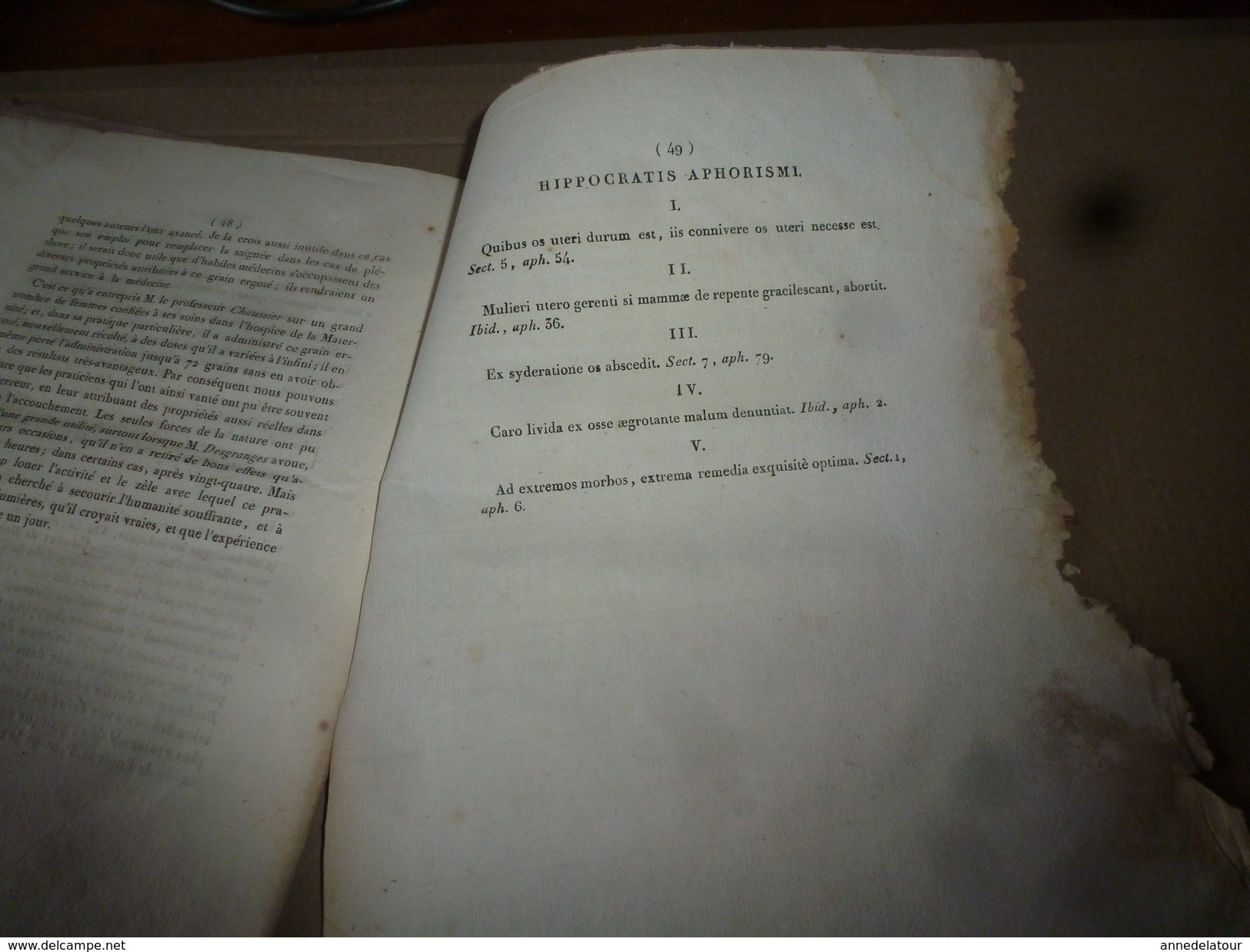 1818 Rare thèse du docteur  Bordot sur LE SEIGLE ergoté (poudre sacrificielle des sorcières), .(dédicace manuscrite)